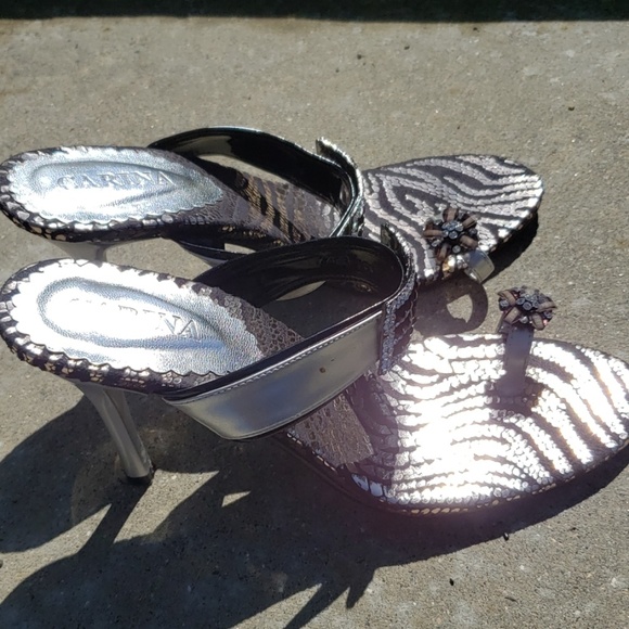 43. Carina evening sandals with zebra sole size 8 - Picture 4 of 6